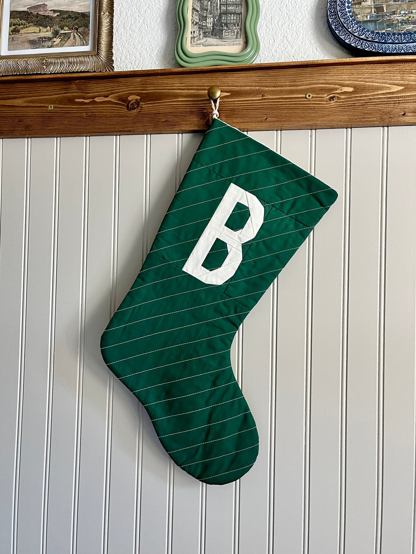 Personalized Quilted Christmas Stocking | Letter