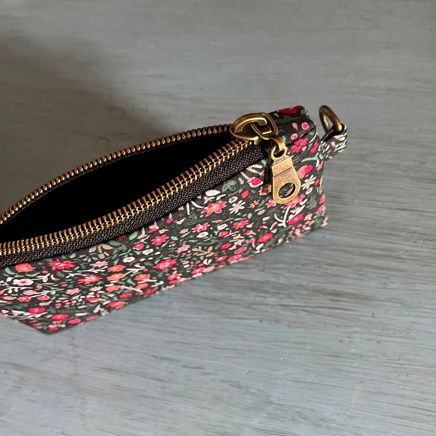 The Mini Pouch | Black & Red Floral