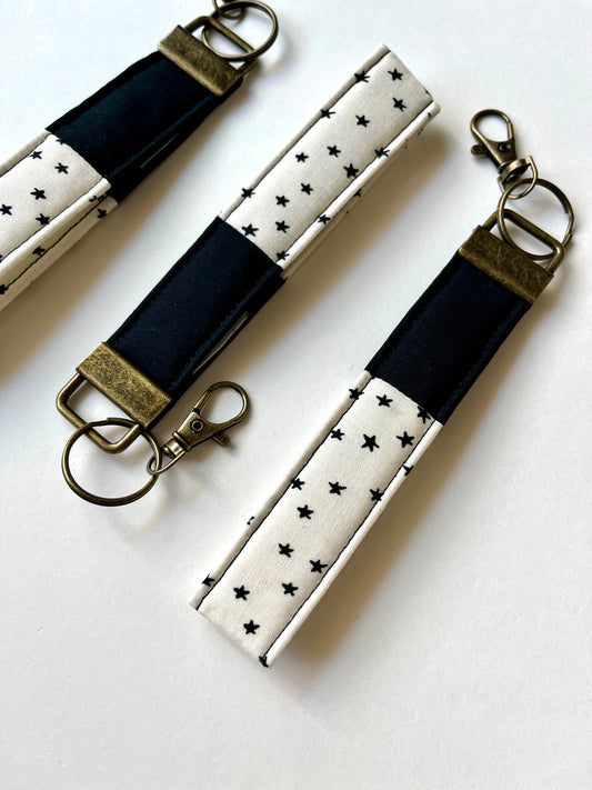 Scrappy Key Fob | Black and White Starry