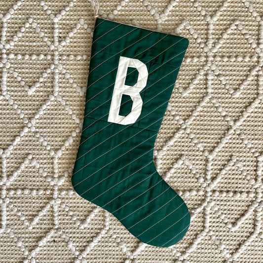 Personalized Quilted Christmas Stocking | Letter