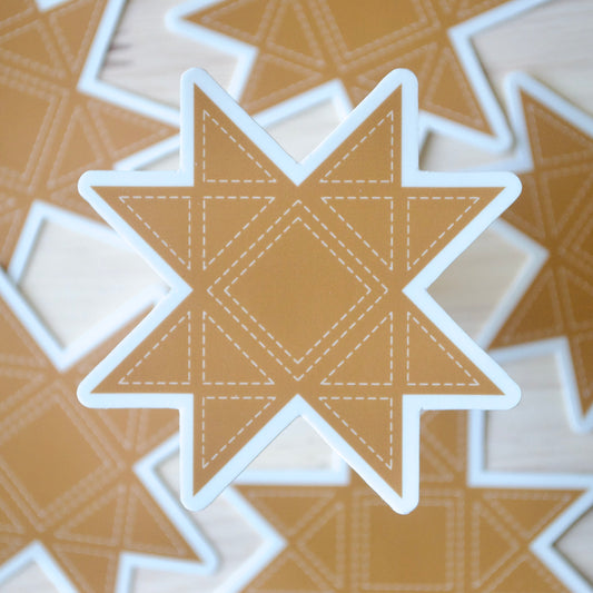 Orange Quilt Star | Vinyl Sticker